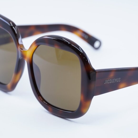 Jacquemus CARRE ROND JAC/10 C2 Sunglasses Havana Geometric Frame, Brown Lenses - Picture 5 of 12